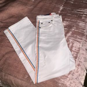 SUNDRY white jeans with rainbow stripe!